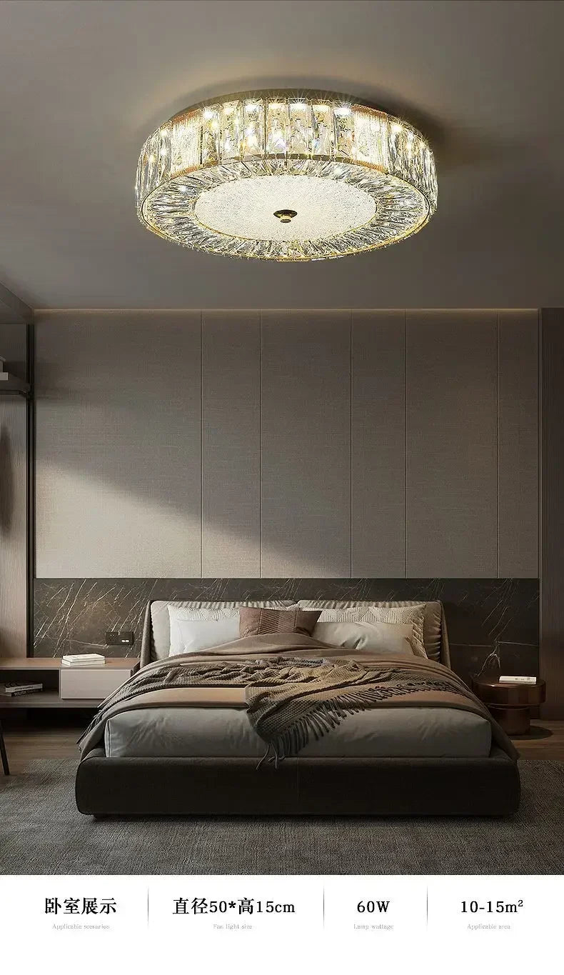 Afralia™ Golden Crystal Ceiling Chandelier: Modern Luxury LED Light Fixture for Living Room