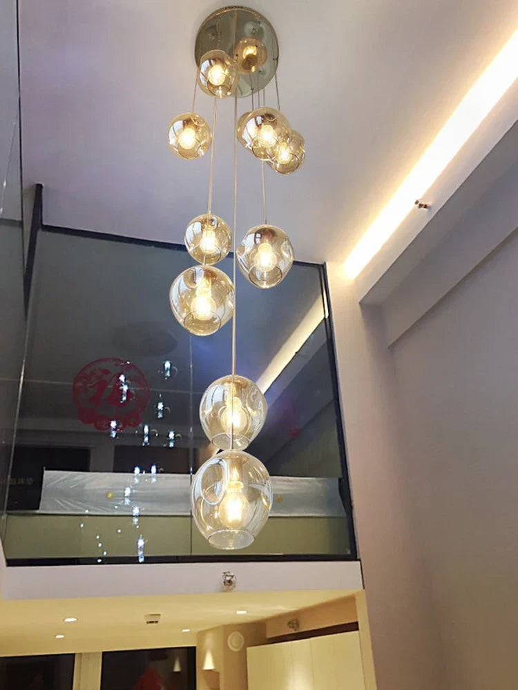 Afralia™ Glass Ball Spiral Chandelier for Modern Luxury Living Room