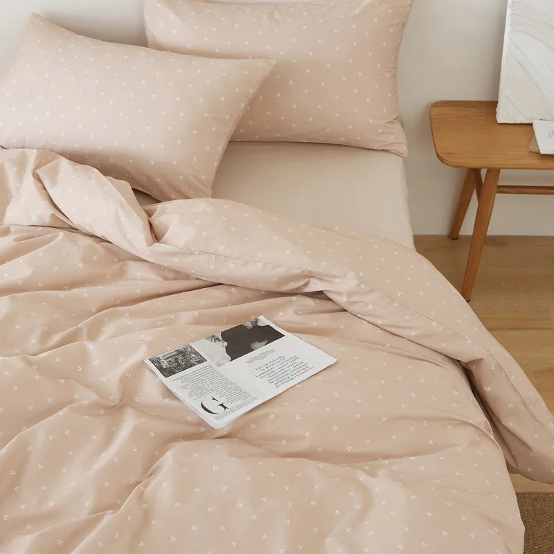 Afralia™ Nordic Cotton Solid Bedding Set Single Queen Size Quilt Set Luxurious & Skin-Friendly