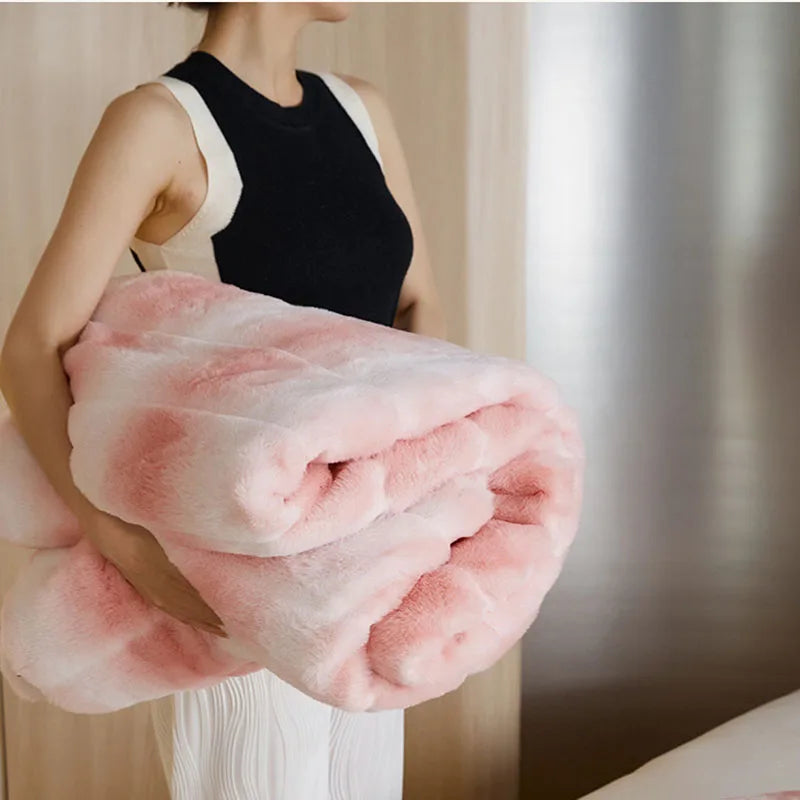Afralia™ Luxe Milk Velvet Blanket: Thick & Cozy Faux Fur Throw for Home & Office