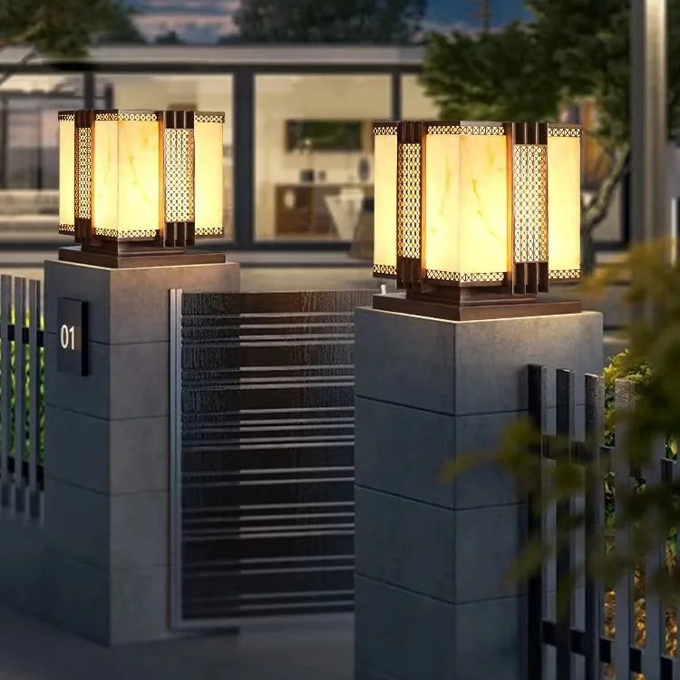 Afralia™ LED Outdoor Marble Street Lamp for Pillar Fence Lighting