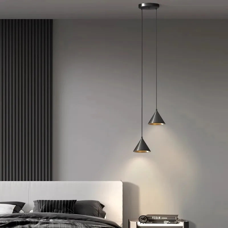 Afralia™ Minimalist Bedroom Pendant Light | Creative Conical Bar Entrance Hanging Line Light