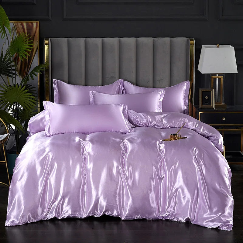 Afralia™ Silky Ice Solid Color Bedding Set for Cool Summer Sleep