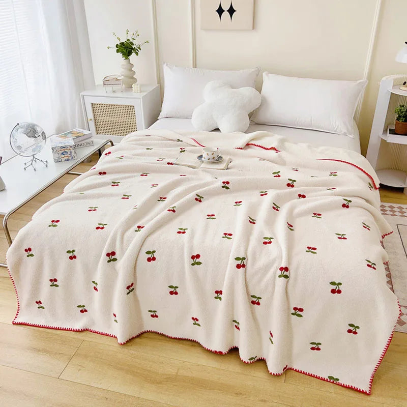 Afralia™ Flower Embroidered Lamb Wool Blanket: Versatile All Seasons Shawl & Travel Companion