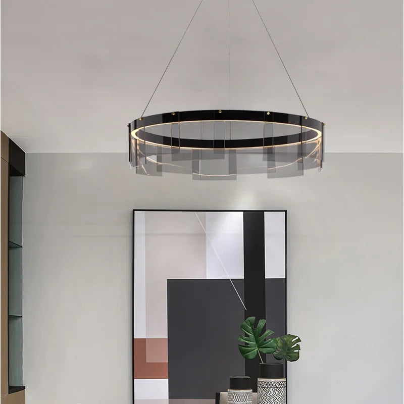 Afralia™ Stratos Glass LED Chandelier Rings Chandelier Luxury Minimalist Light Dining Hall Bedroom