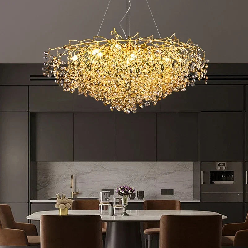 Afralia™ Crystal Chandeliers: Elegant Lighting Decor for Home Villa Living Room Bedroom