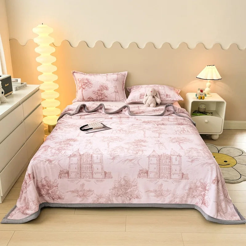 Afralia™ Cartoon Print Flannel Sofa Cover – Lightweight Plush Blanket for Adults