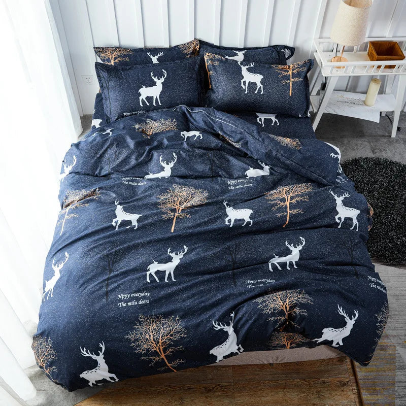 Afralia™ Soft Large Stripe Bedding Set: Brushed Duvet, Sheet, Pillowcases in Nordic Style