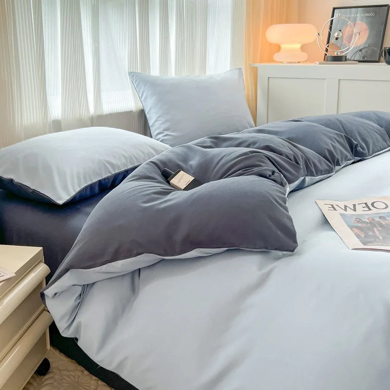 Afralia™ Solid Color Duvet Cover Set - Queen King Full Size Flat Sheet Bedding