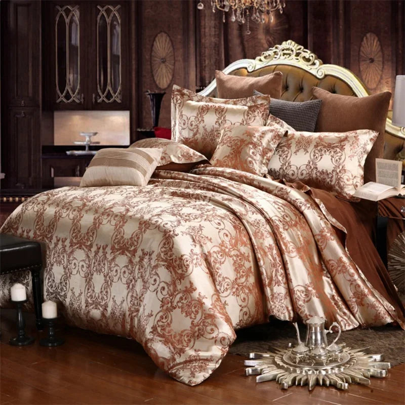 Afralia™ Jacquard Satin Luxury Bedding Set - Queen Size Luxe Duvet Cover Set