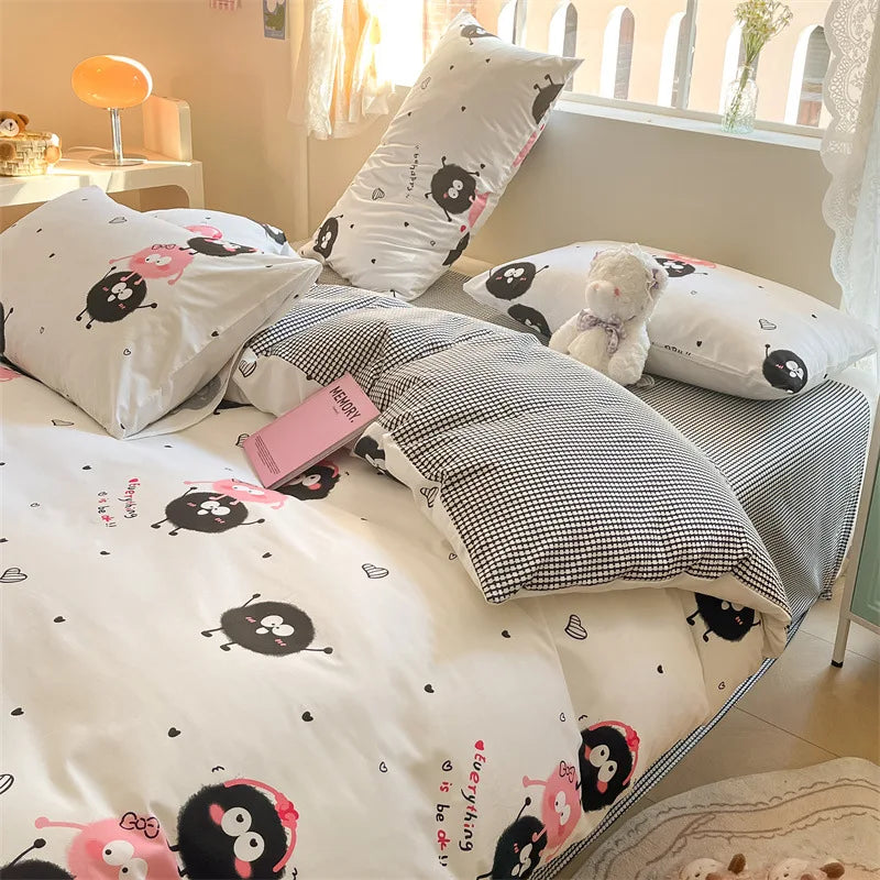 Afralia™ Cartoon Printed Cotton Duvet Cover for Kids & Teens Beddings