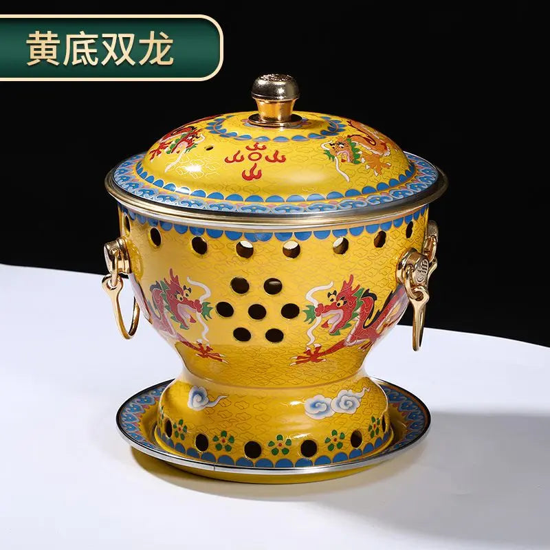 Afralia™ Mini Enamel Hotpot with Alcohol Burner, Pure Copper Single Serving Oil Boiler