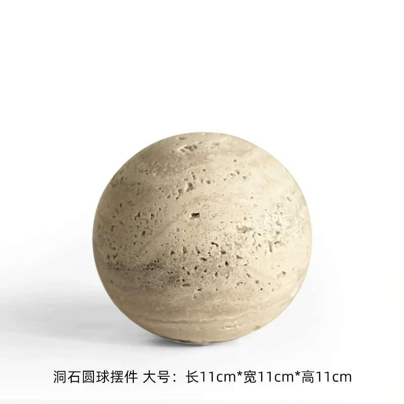 Afralia™ Chestnut Stone Wabi Sabi Wind Round Ball Geometric Rock Ornament Figurines