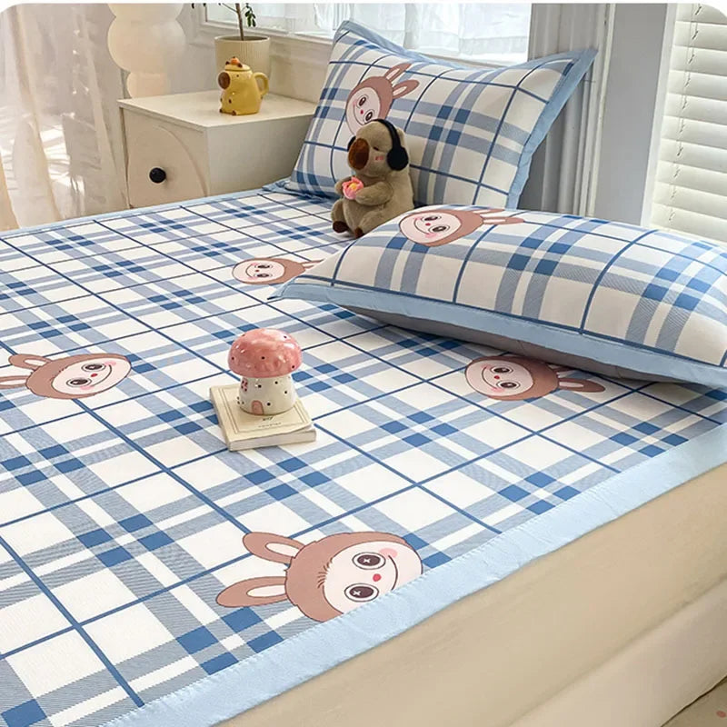 Afralia™ Summer Cartoon Printed Silky Bed Mat Set - Soft Skin-Friendly Cushion Mattresses
