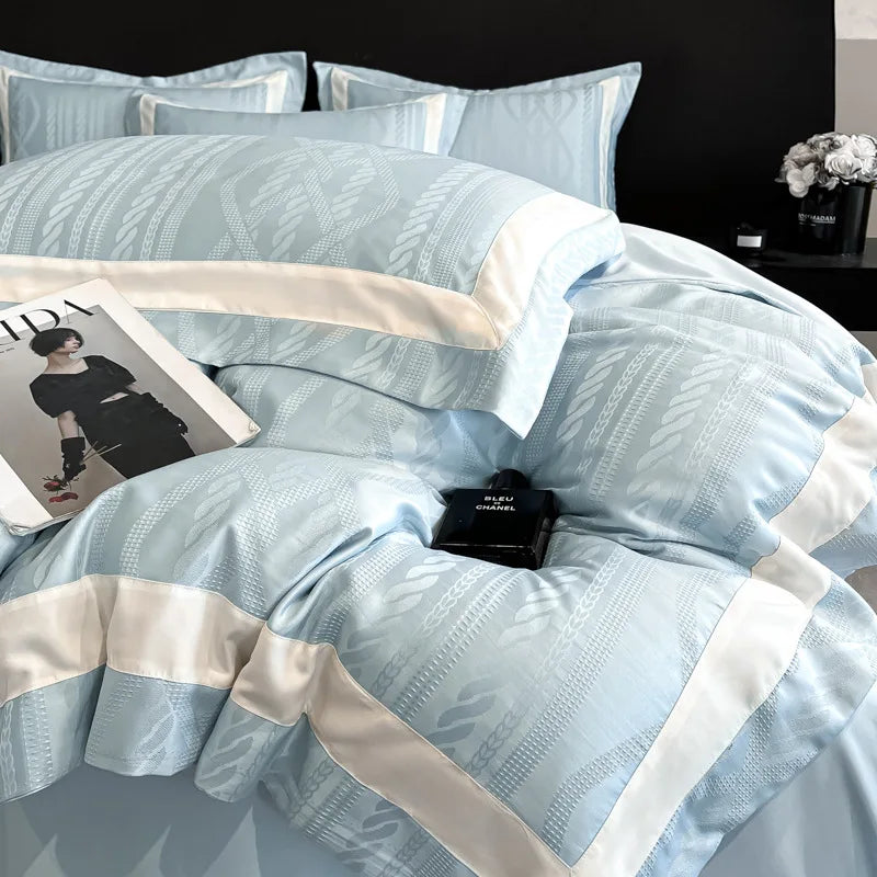 Afralia™ Cotton Jacquard Duvet Cover Set for Queen Double Bed - High End & Cozy
