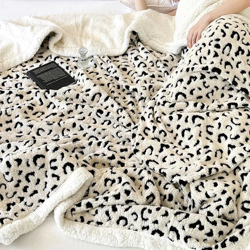 Afralia™ Leopard Print Double Layered Wool Blanket-Irresistibly Soft & Warm