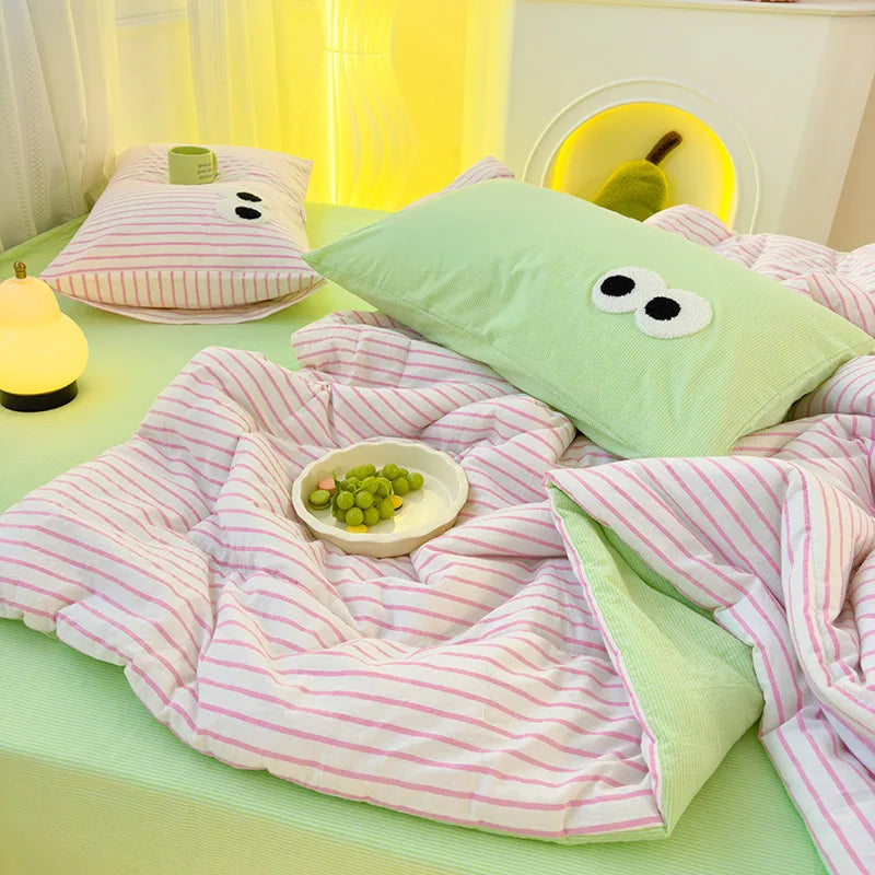 Afralia™ Summer Striped Blanket: Simple, Comfortable, and Breathable for Cool Home Bedspread.