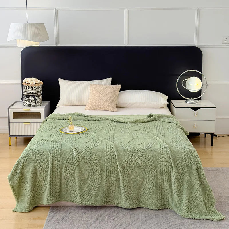 Afralia™ Jacquard Coral Velvet Sofa Cover Blanket | Soft & Warm for Spring/Autumn