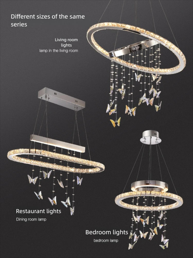 Afralia™ Butterfly Crystal Pendant Chandelier: Modern Luxury for Living, Dining, Bedroom, and Bar