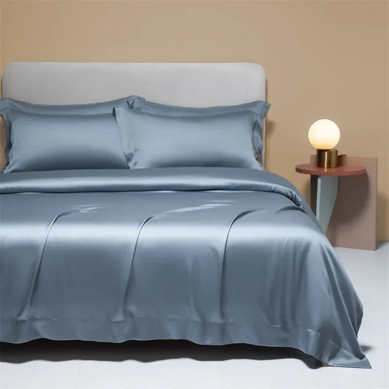 Afralia™ 120S Natural Fabric Bedding Set Summer Cooling Fitted Sheet Skin Friendly Bedclothes