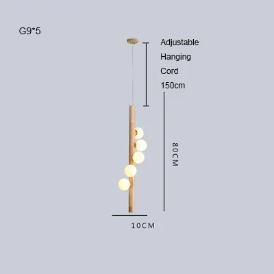 Afralia™ Nordic Walnut Glass Pendant Chandelier - Dimmable Restaurant Decor Lighting