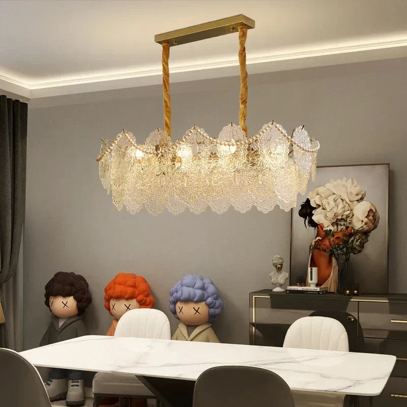 Afralia™ Clear Glass LED Chandelier: Modern French Style Hanging Fixture for Bedroom, Living Room & Kitchen