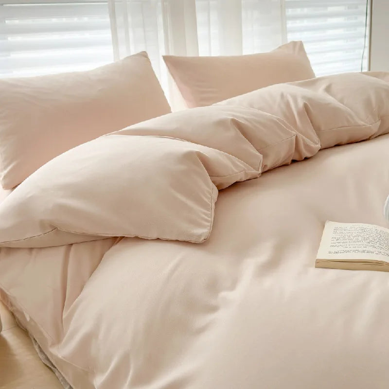 Afralia™ Solid Color Duvet Cover Set - Queen King Full Size Flat Sheet Bedding