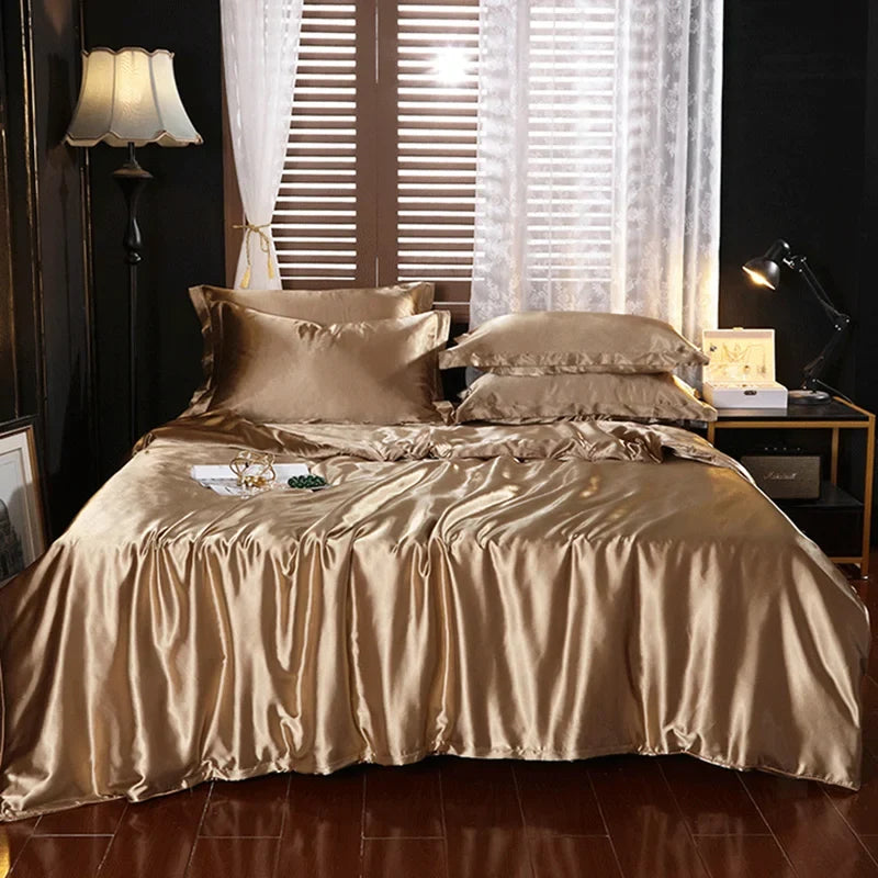 Afralia™ Silk Bedding Set: Smooth 100% Silk Comforter Cover Sets for Full Twin King Queen