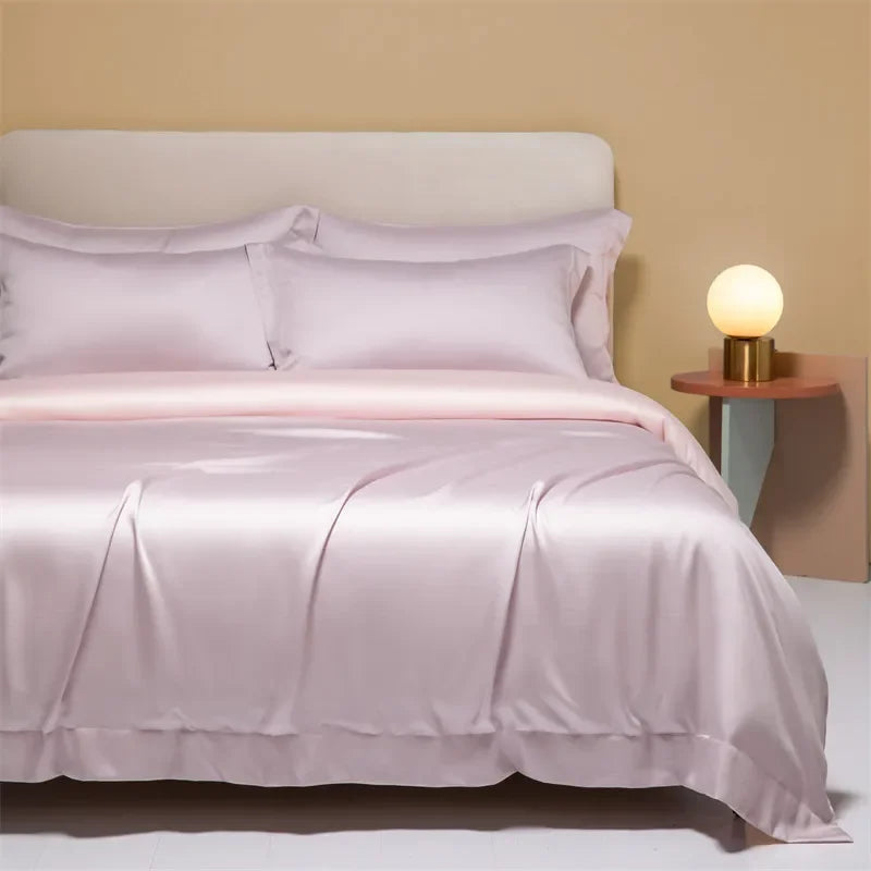 Afralia™ 120S Natural Fabric Bedding Set Summer Cooling Fitted Sheet Skin Friendly Bedclothes