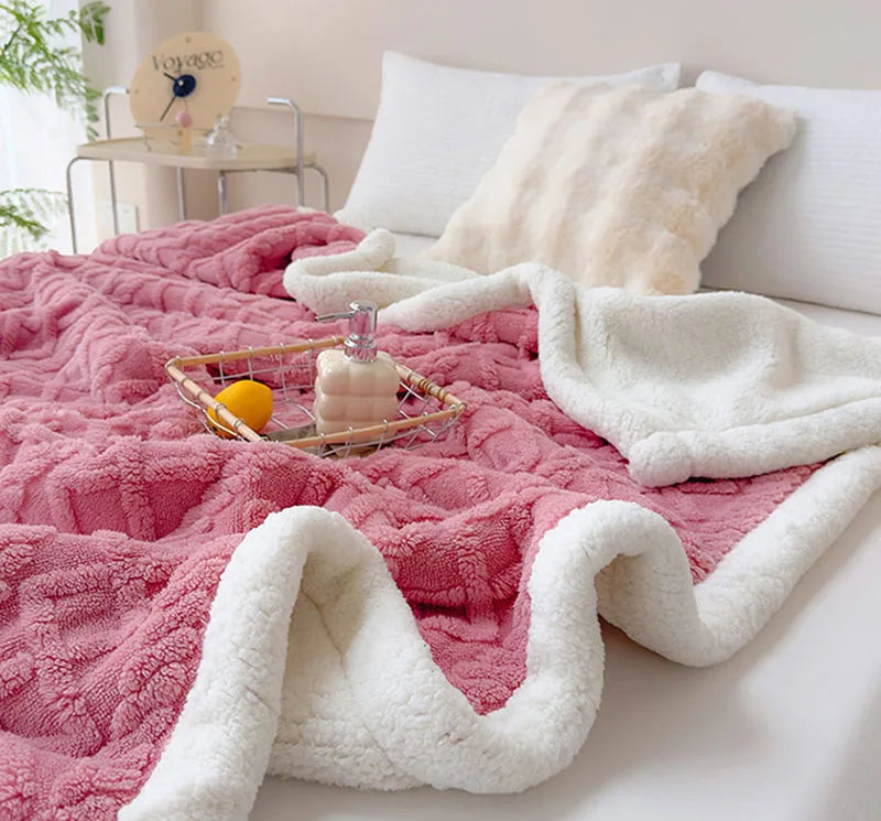 Afralia™ Soft Lamb Wool Blanket for Office Living Room Sofa All Seasons Comfy Cover