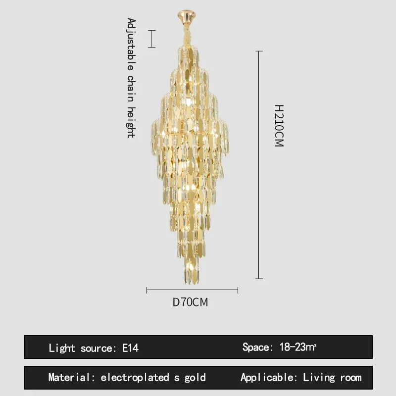 Afralia™ Crystal Luxury Chandelier for Villa Hotel Living Room Spiral Staircase