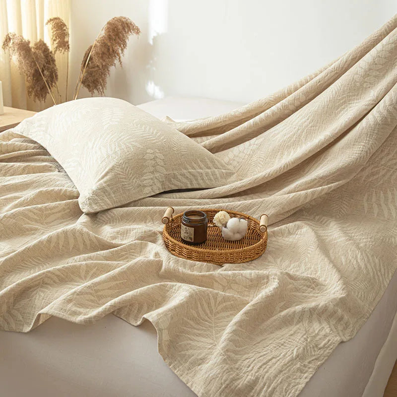 Afralia™ Super Soft Cotton Linen Jacquard Bed Sheet, Cozy Flat Bed Cover for All Seasons