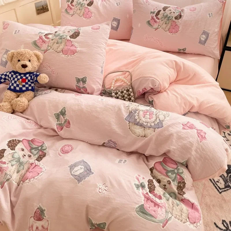Afralia™ Patterned Fitted Sheet Comforter Set - Soft Bedding for Adults & Children