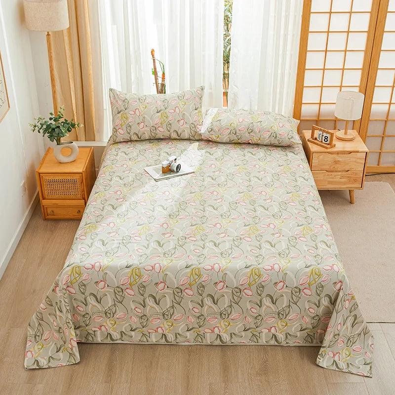 Afralia™ Cartoon Printed Cotton Bedspread | Queen King | Durable Coarse Cloth | All Seasons