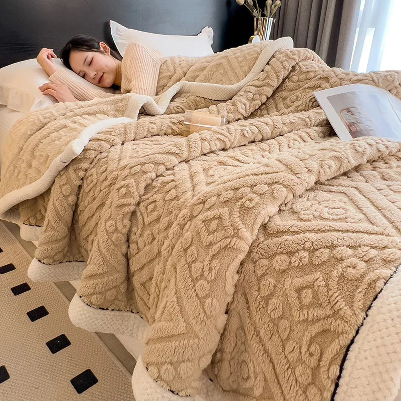 Afralia™ Soft Velvet Blanket: Thick Coral Fleece, Multi Functional Sofa Cover for Winter