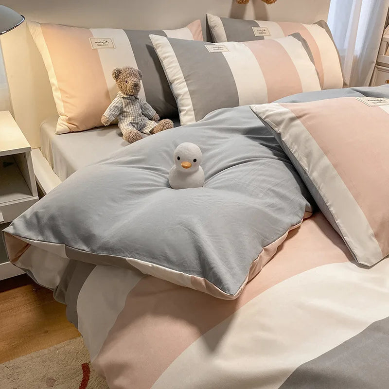 Afralia™ Cozy Plaid Duvet Cover | Simple Nordic Comforter Cover | Non-Fading Washed Cotton Bedding