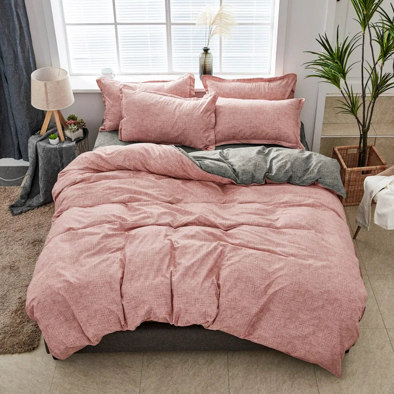 Afralia™ Soft Large Stripe Bedding Set: Brushed Duvet, Sheet, Pillowcases in Nordic Style