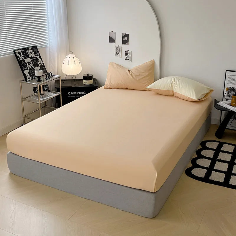 Afralia™ Soft Comfort Solid Color Fitted Bed Sheet - Double Mattress Cover