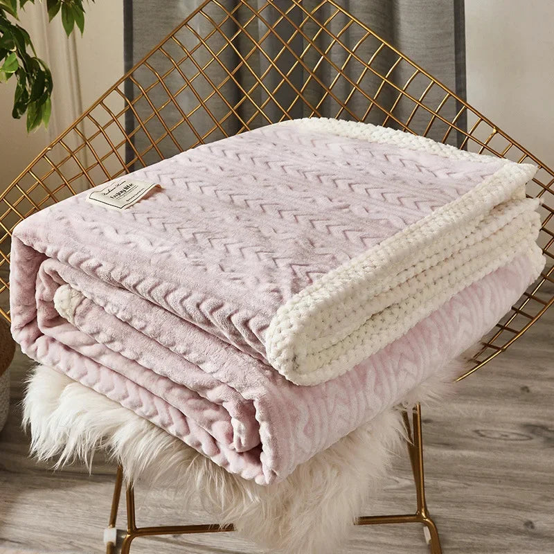 Afralia™ Coral Fleece Flannel Blanket: Cozy Single/Queen Size Little Quilt - Winter Office/Dorm Warmth