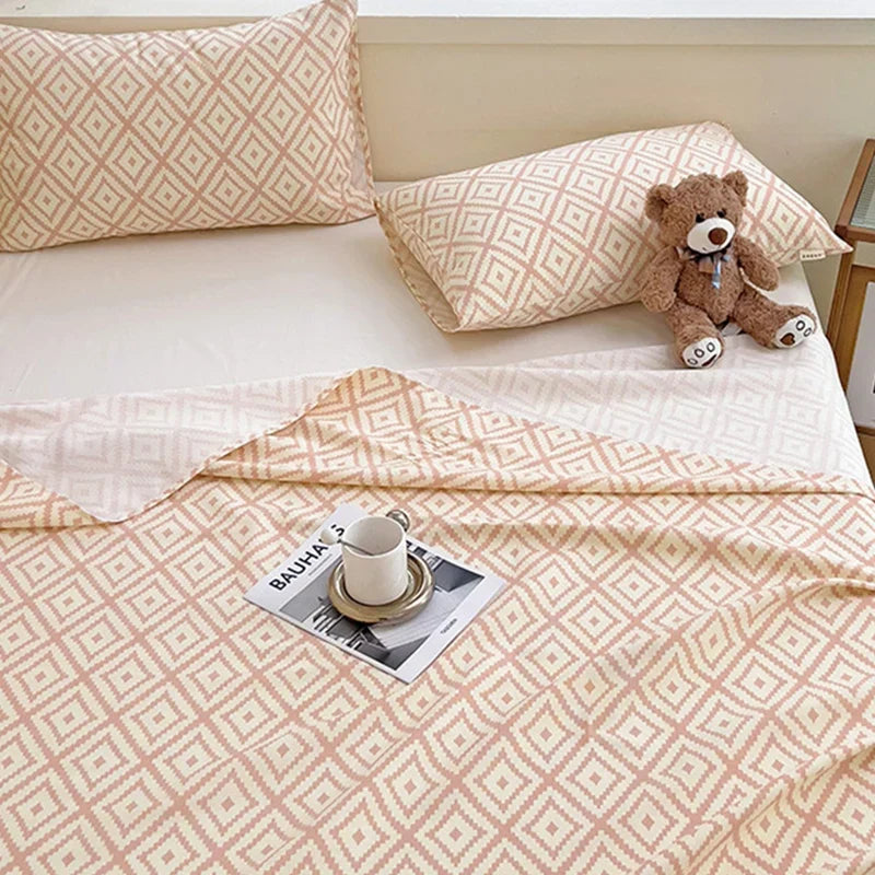 Afralia™ Diamond Pattern Bed Sheet Set: High Quality Polyester, Breathable Cool Mat for Summer