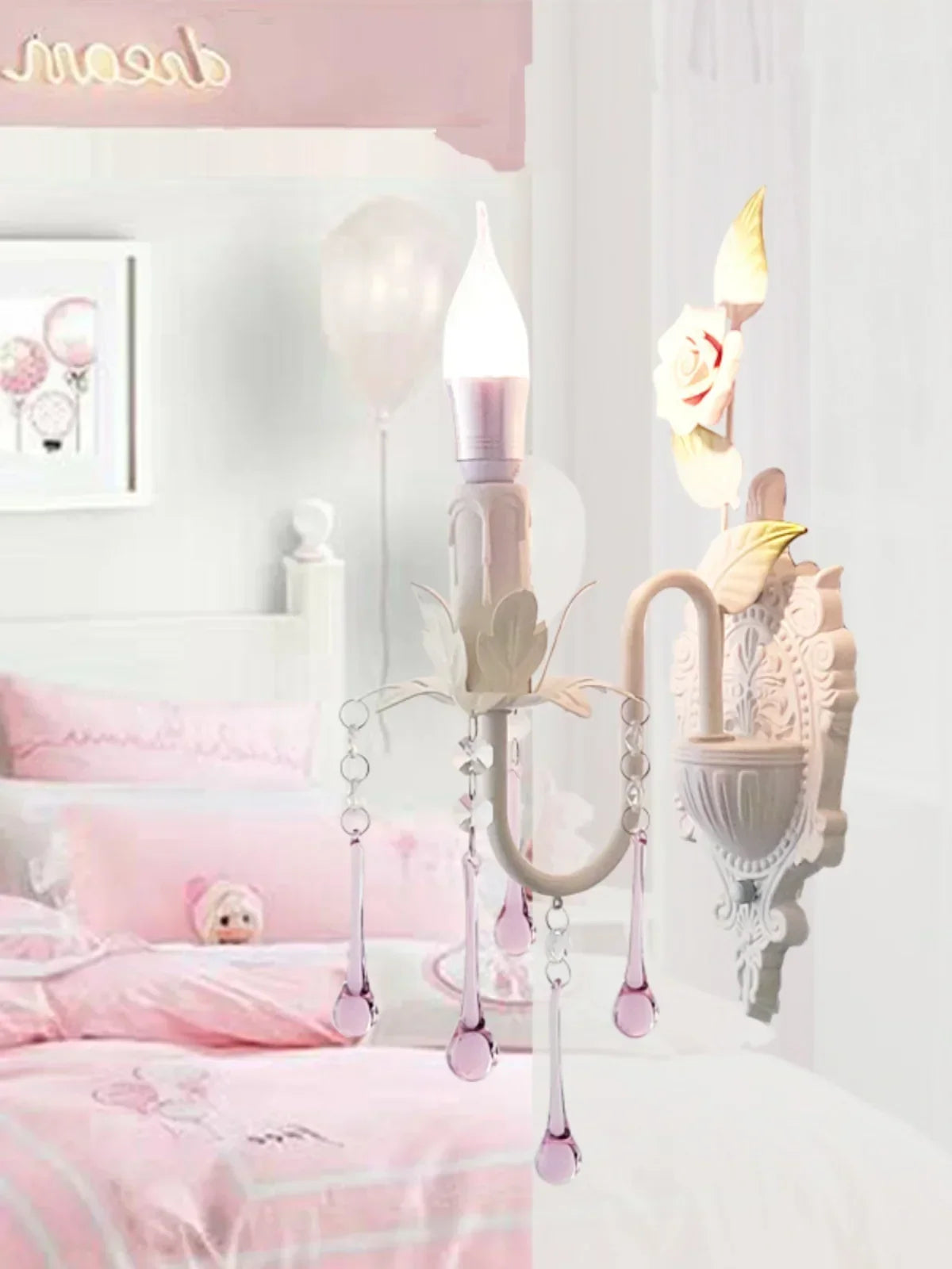 Afralia™ Rose Bloom Bedroom Wall Sconce