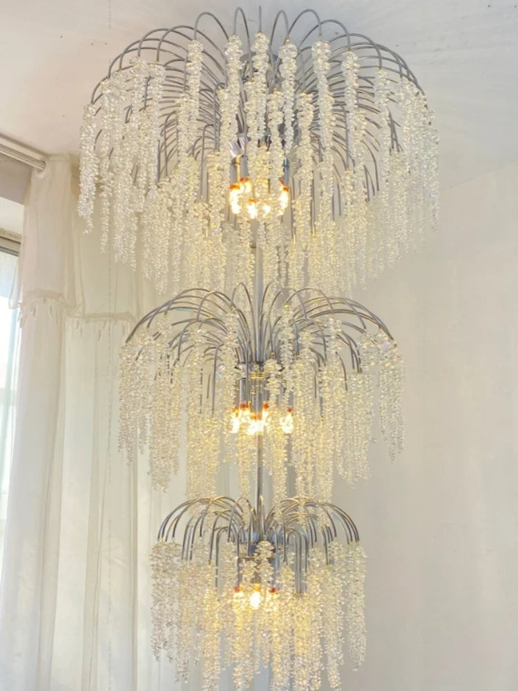 Afralia™ Luxury Crystal Chandelier for Staircase in Duplex Villa with LED Branch Lighting