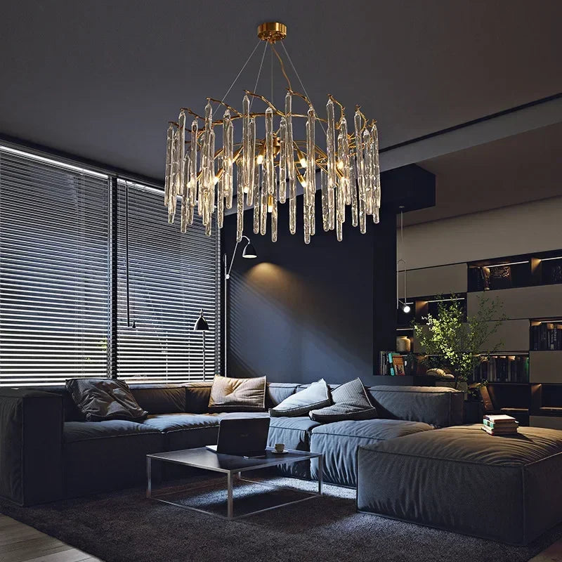 Afralia™ Nordic Luxury Crystal Ceiling Chandelier for Living Room, Bedroom, and Restaurant