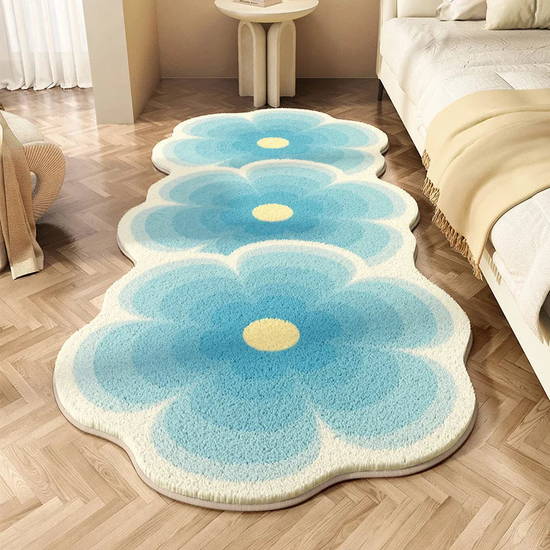 Afralia™ Floral Faux Cashmere Bedside Carpet: Soft, Non-Slip, Wear-Resistant Floor Mat