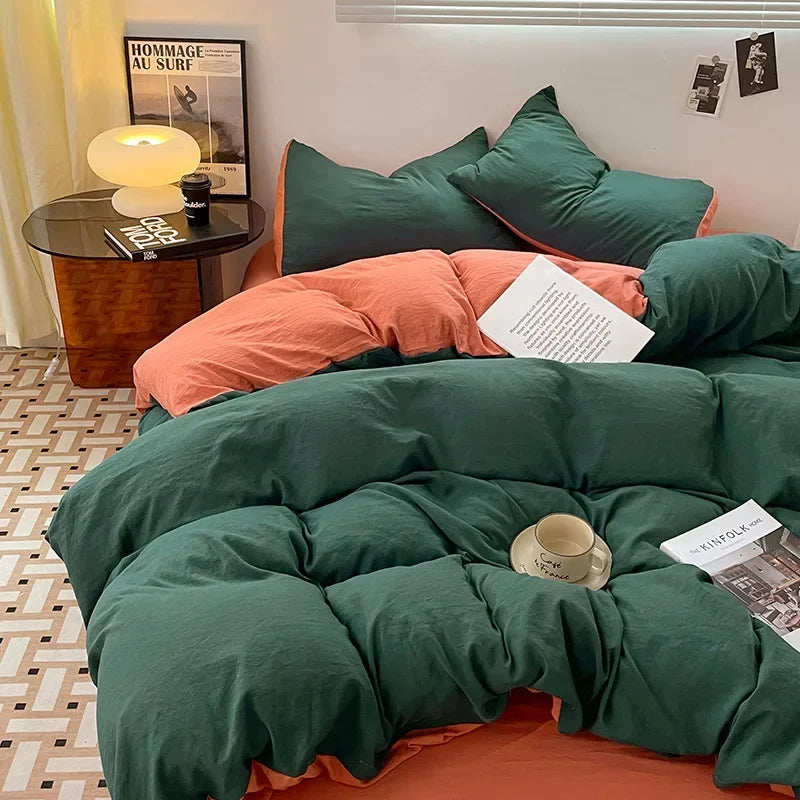 Afralia™ Soft Bedding Set: Fitted Sheet, Duvet Cover, Pillowcase - Queen/King Size