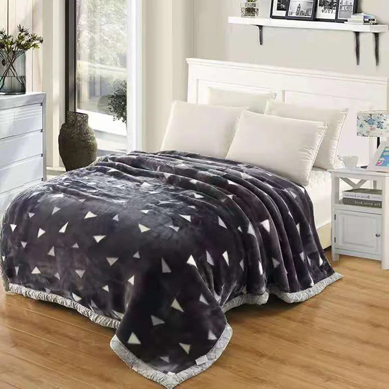 Afralia™ Double Layered Raschel Blanket Vintage Flannel 150X200Cm Size Bed Cover