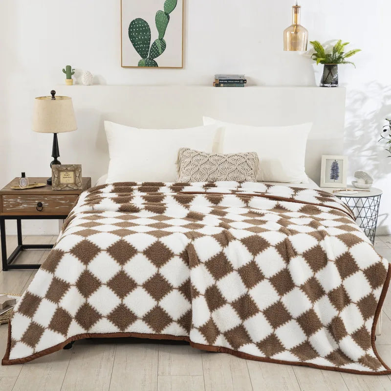 Afralia™ Nordic Checkered Blanket: Soft & Cozy Spring/Autumn Bed Sheet, Sofa Cover & Blanket.