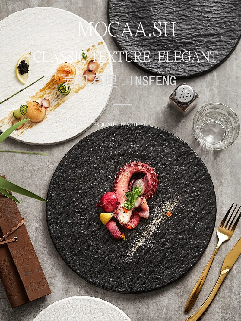 Afralia™ Rock Plate: Elegant Japanese Tableware for Home Dining and Decoration