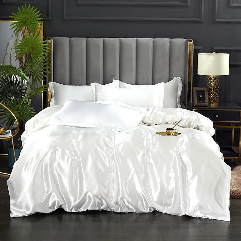 Afralia™ Silky Ice Solid Color Bedding Set for Cool Summer Sleep