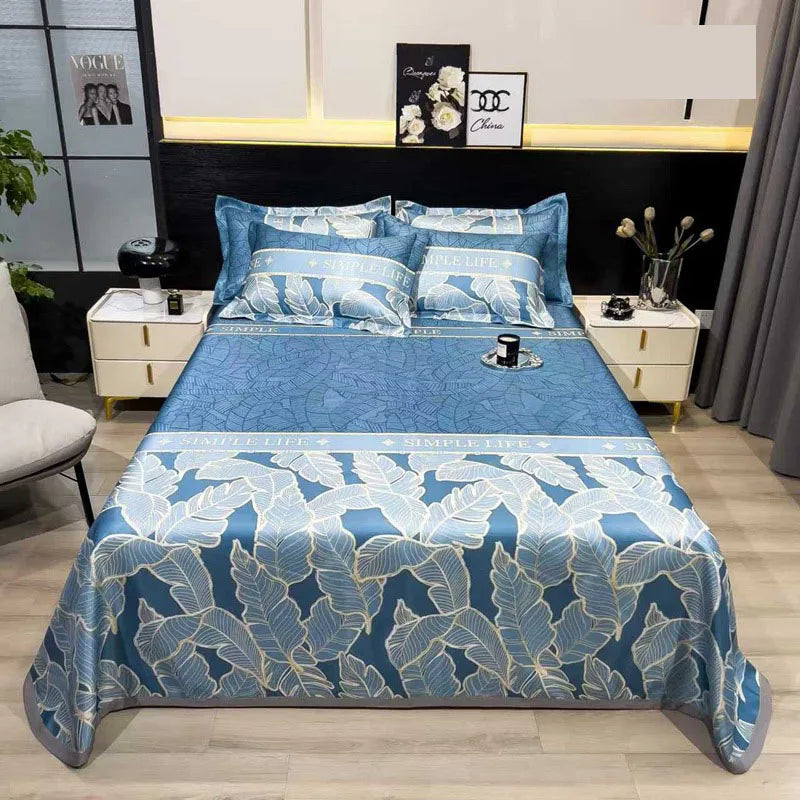 Afralia™ Multicolour Floral Patchwork Satin Bed Cover Set for Smooth Summer Comfort